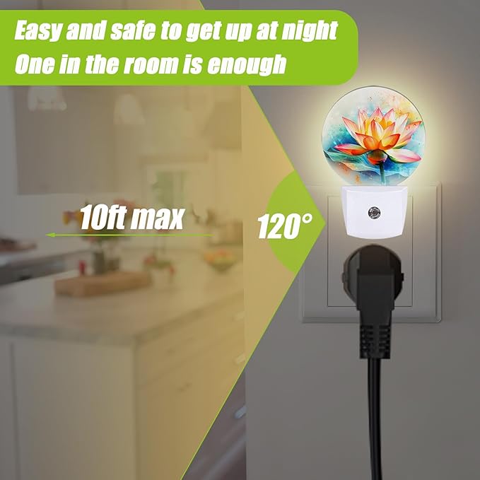 Magic Lotus Flower Bloom Night Light,Floral Plug-in Night Lights with Dusk-to-Dawn Sensor for Bedroom Bathroom and Living Room Sleep Friendly lamp