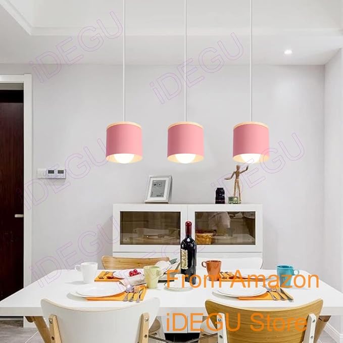Scandinavian Style E27 Ceiling Light Fixture - Retro Wood and Iron Pendant Lamp for Bedroom, Dining Room, Kitchen - 12cm Black(# Rosa)