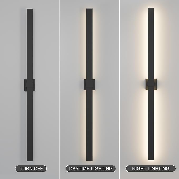 LamQee 62.9 In Aluminum Long Outdoor Wall Lights, 3000K 2200LM LED Waterproof IP65, Modern Exterior Lighting Fixture Linear Outdoor Sconce Wall Mount Outside Lighting for House Porch Patio Garage Door