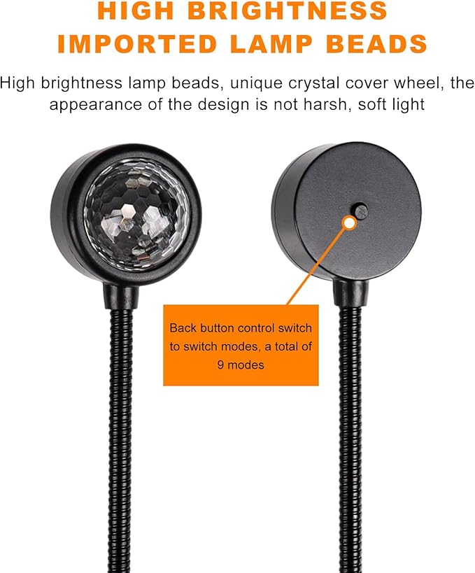 USB Star Night Light Projector, Portable Car Roof Sound Activated Atmosphere Lamp, Adjustable Auto Interior Atmosphere Decorative Light for Vehicle, Bedroom, Ceiling, Party (4 PCS)