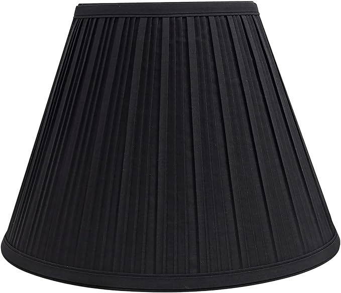 Aspen Creative 59152A Pleated Empire Uno Lamp Shade in Black, 4.5" Top x 8" Bottom x 6.5" Slant Height, Slip UNO 33mm