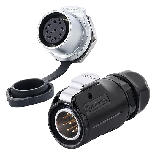 CNLINKO LP20 9 Pin Waterproof Connectors,IP68 Circular Connectors Fast Locking Plug,2-12 Pin Power Connector M20 Male Female Plug,LED Outdoor Lighting Connectors(9 Pin)