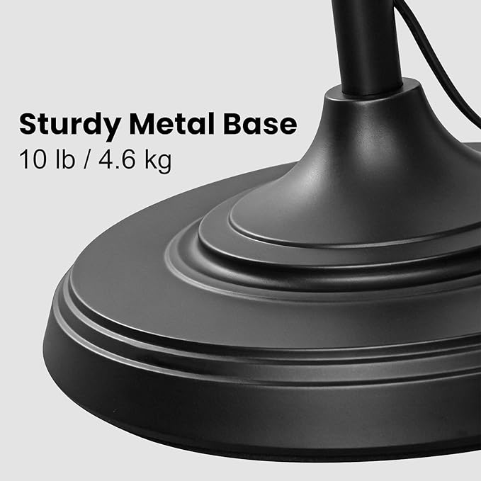 Glass Floor Lamp 66.5in Black Standing Lamps for Living Room with 3 Brightness Lights Vintage Retro Corner Lamp for Bedroom Office(3LED Bulbs Included)