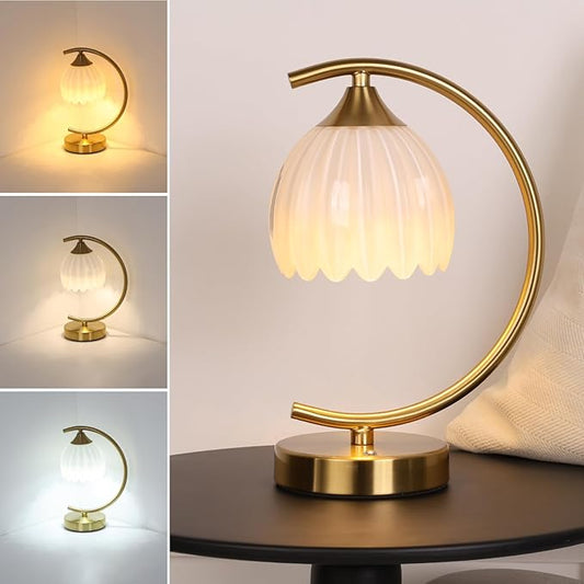 Tulip Table Lamp, 5200mAh Cordless Touch Control Table Lamp with 3 Color Temps & Stepless Dimming, Rechargeable Battery Table Lamp for Living Room, Bedroom, Office, Shelf (White Tulip)