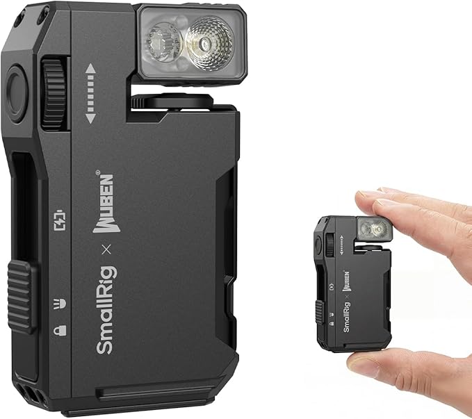 SMALLRIG Rechargeable Mini EDC Flashlight, 400 Lumens Magnetic Pocket-Sized LED Light, IP65 Waterproof, with 1/4”-20 Screw, Diffuser, Everyday Carry Flashlight for Camping, Signaling - 5710