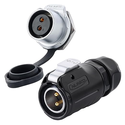 CNLINKO LP20 2 Pin Waterproof Connectors,IP68 Circular Connectors Fast Locking Plug,2-12 Pin Power Connector M20 Male Female Plug,LED Outdoor Lighting Connectors(2 Pin)