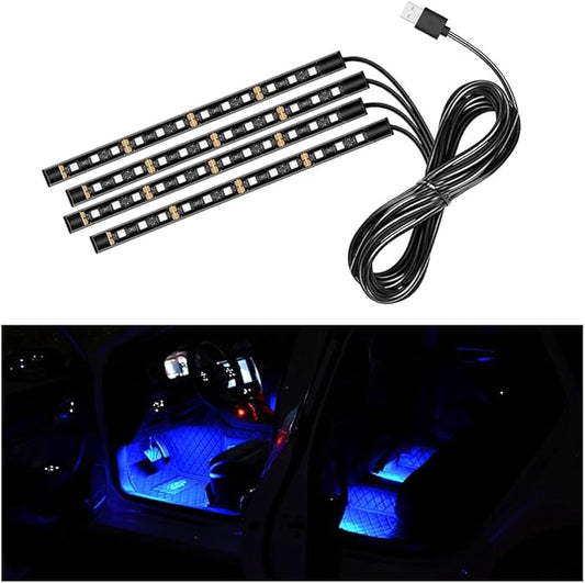 Car LED Strip Light, 48 LED RGB Auto Interior Atmosphere Lights, Cigarette Lighter Under Dash Ambient Night Light, Interior Lamp Lighting Kit (Blue, USB)
