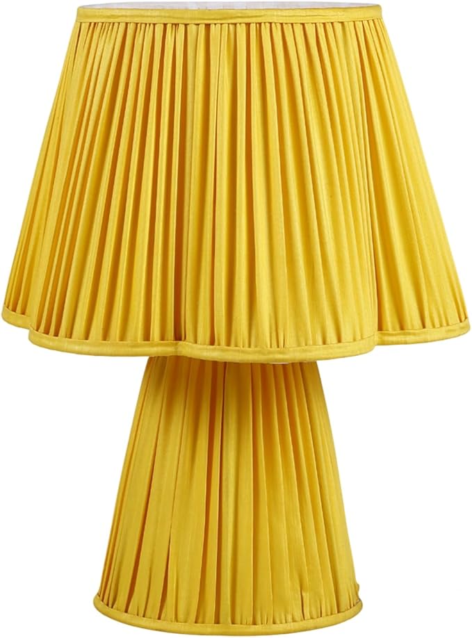 Handicrafts Home Handcrafted Satluj Silk Fabric Table Lamp, 16x21” Modern Farmhouse Accent Table Lamp, Decorative Dome Bedside Nightstand Lamp for Bedroom Living Room, Small Desk Light, Sunflower