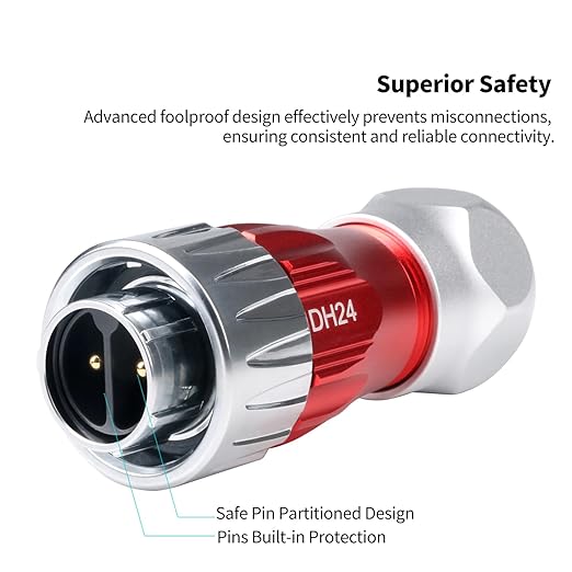 CNLINKO DH-24 2 PIN Industrial Waterproof Connectors, IP68 Circular Connector, Hard Metal Anti-Interference Shell, Quick Plug Aviation Connector, M24 Panel Mount Flange Socket (2-Pin)