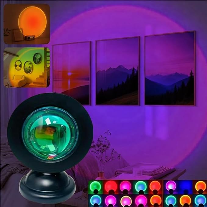 1pc Vibrant Sunset Projection Light - 16-Color Spectrum, USB Remote Control, Dynamic Color Changing LED Light - Creates Warm HOM