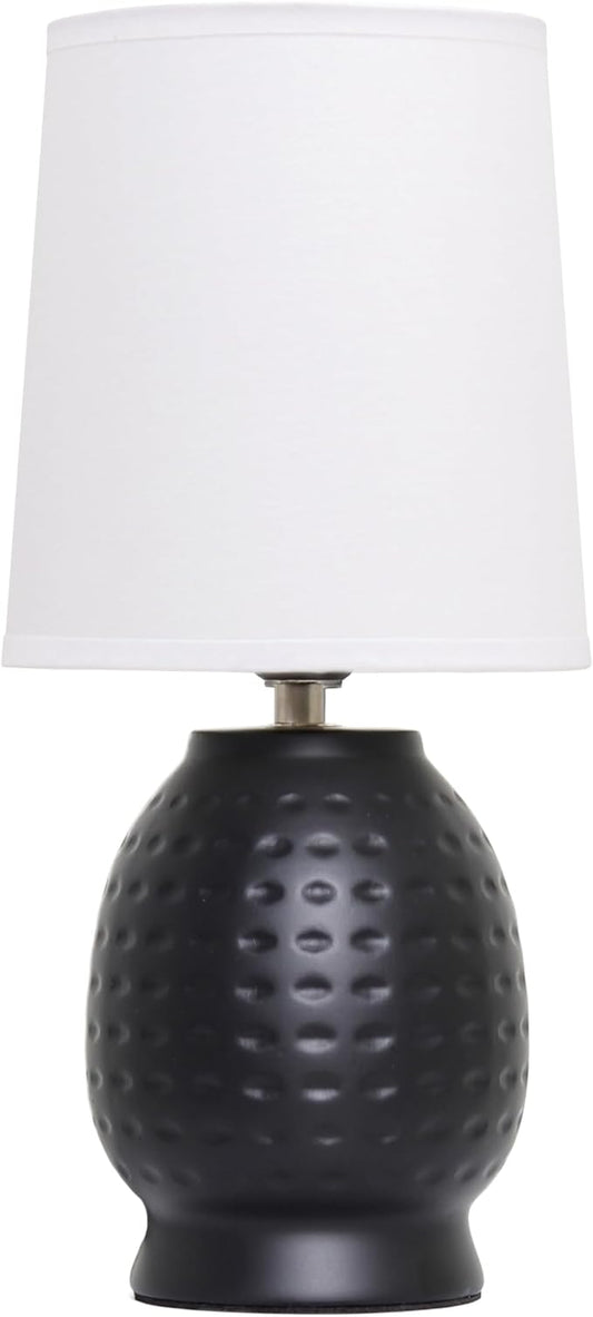 Simple Designs LT1161-BLK 12.5" Chic Glow Petite Dimpled Ceramic Table Lamp, for Bedroom, Office, Living Room, Stylish Spaces, Black