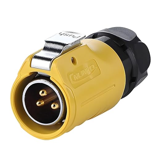 CNLINKO LP-20 3 Pin IP68 Waterproof Connector M20 Male Plug Female Socket Fast Locking 2-12 Pin Circular Connector for Stage Lighting Solar Panel Wiring(3 Pin)
