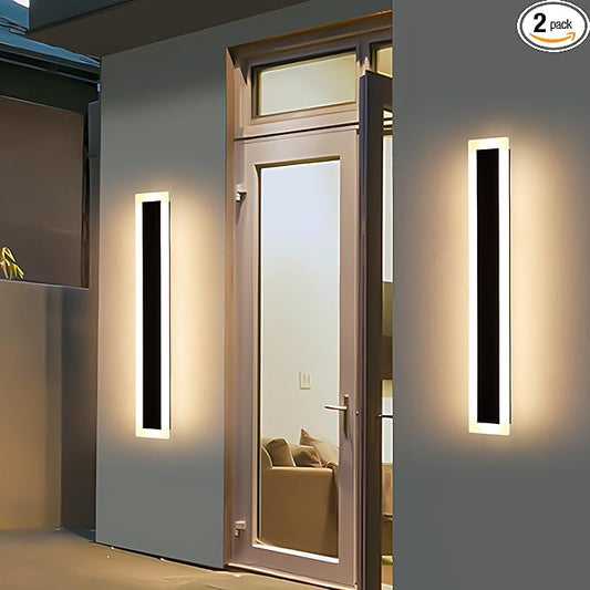 Mikeru Upgraded Widened 2pack 31.4inch Outdoor Wall Light Fixture, 3000k Exterior Lighting Fixtures Ip65 Waterproof Rust Long LED Wall Light Hardwire Wall Mount Porch Lights (Width: 5.5inch)