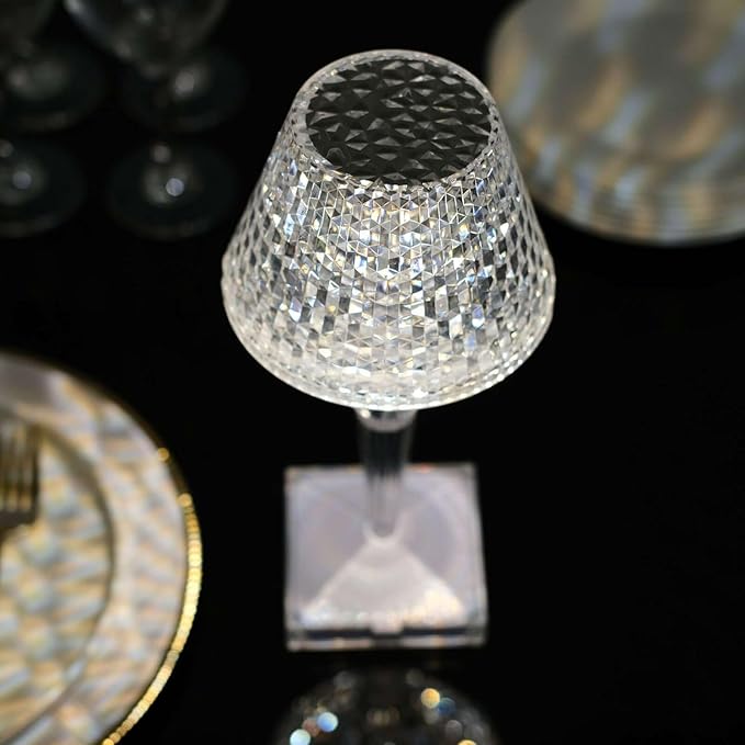Efavormart 10" LED Acrylic Crystal Cup Shape Color Changing Cordless Table Lamp, Rechargeable Touch Control Accent Lamp