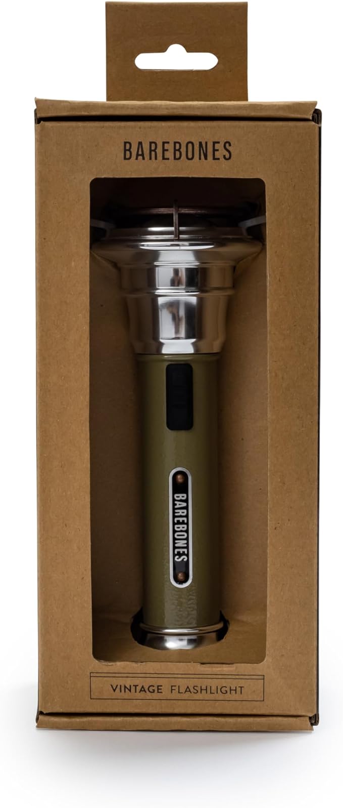 Barebones Vintage Flashlight - Olive Drab, USB Rechargeable LED Flashlight, 15-Hour Run Time, 170 Lumens, Compact and Durable, Water-Resistant Camping Gear and Hiking Accessory