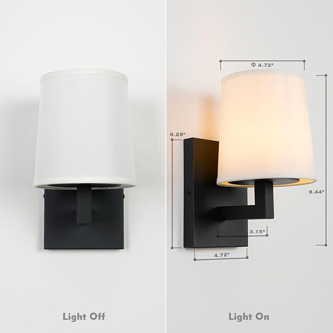HEQIQEH Vintage Rechargeable Battery Powered 1-Light Fabric Wall Sconce, Dimmable Cordless Wall Mounted Lamp Fixture with Remote Control for Living Room Bedside Dining Room Hallway