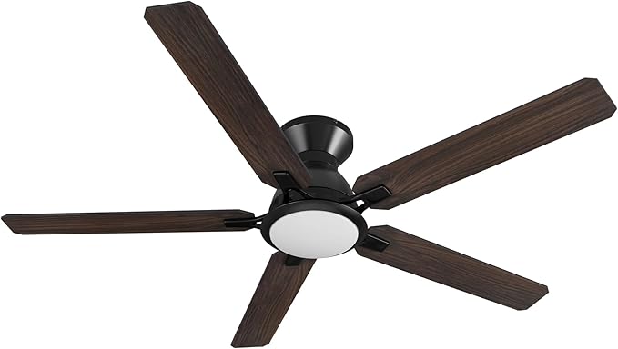 CEME Ceiling Fans with Lights, 10 Speeds DC Ceiling Fan with Remote, Modern 3 Light Colors Dimmable Low Profile for Bedroom, Living room, 52 inches, Black
