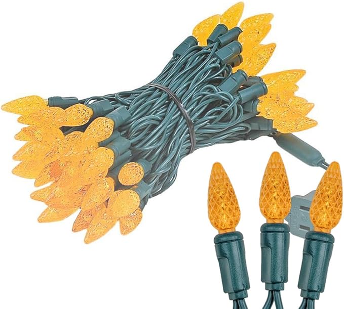 Novelty Lights 24FT 70 LED C6 LED Halloween String Lights, Outdoor Christmas Tree Commercial Grade LED String Lights, Permanent Christmas Lights Tree Decorations (Orange)