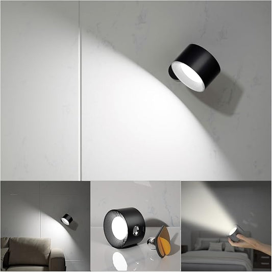 Koopala LED Reading Lights, Wall Mounted Sconces with 3 Color Temperatures & 3 Brightness Levels Rechargeable Battery Magnetic Ball 360°Rotation Touch Control, Lamps for Kids Study Bedside Closet