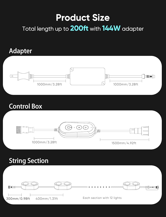 APPECK Permanent Outdoor Lights Pro 100ft, 72W RGBCW Eaves Lights with 72 LED Lights, 80lm, Cuttable, 111 Scene Modes, IP67 Waterproof Lighting for Halloween Decoration, Work with Alexa, Black