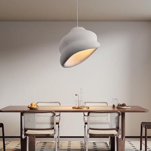 JAYMP Wabi Sabi Pendant Light for Dining Room Kitchen Island Hallway Restaurant Modern Hanging Lamp E26 Base Japanese Style Conch Shape Lighting Fixture, Matte White, 50cm/19.7in