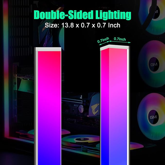 GIM KB-14 Pro Magnetic RGB Light Strip for PC Case, 1.1ft ARGB LED Strip Lights with 5V 3-pin, 4-pin Header & Mini Controller with SATA Header, Sync Color Changing & Light Speed Led Strip