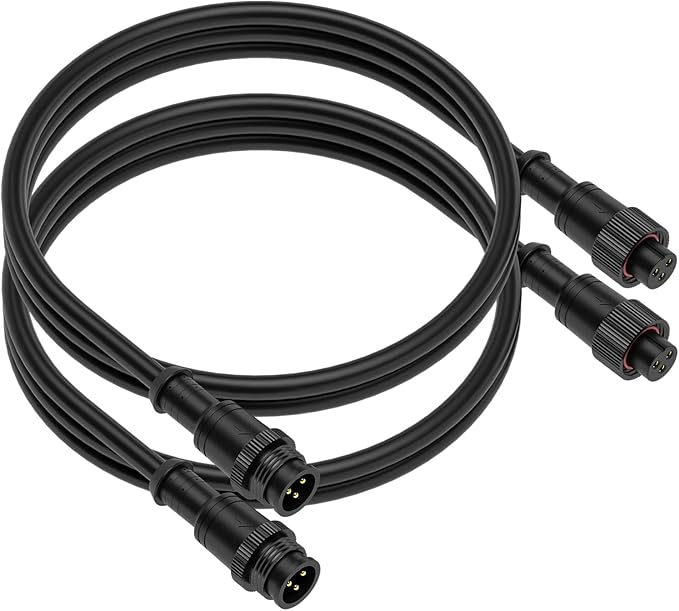 BTF-LIGHTING 3.28FT 3 Pin 0.75mm²/18AWG IP67 Extension Cable Wire with Male and Female Connectors for WS2811 WS2812B SK6812 etc LED Strip 15mm Metal Nut Big Size Home Lighting Connector