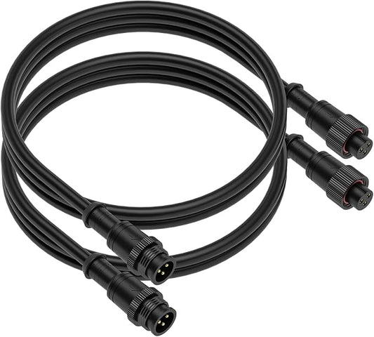 BTF-LIGHTING 3.28FT 3 Pin 0.75mm²/18AWG IP67 Extension Cable Wire with Male and Female Connectors for WS2811 WS2812B SK6812 etc LED Strip 15mm Metal Nut Big Size Home Lighting Connector