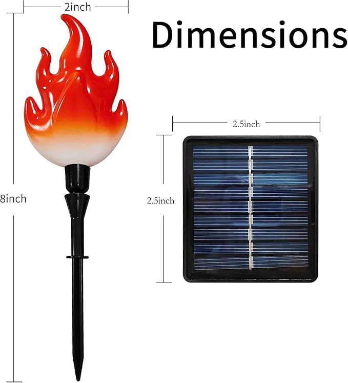 ALENEY Christmas Solar Lights Outdoor,37ft Cute Flame Light String with Stake, Waterproof 20 LED Garden Decor for Outside Patio Pathway Yard Christmas Halloween Decorations, Warm White