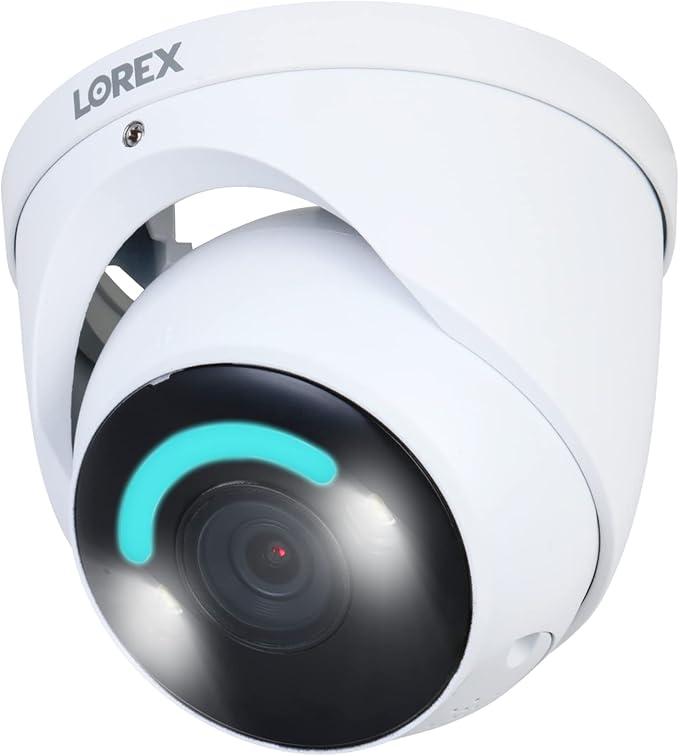 Lorex 4K Smart Security Lighting Deterrence Dome AI PoE IP Wired Camera with Color Night Vision (White)