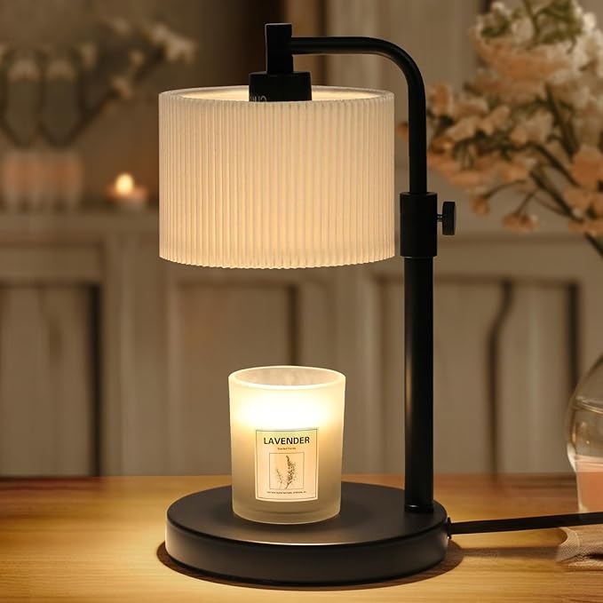 Candle Warmer Lamp, Candle Lamp Warmer with Timer Adjustable Height Wax Warmer Lamp for Jar Candles, Birthday Gifts for Women House Warming Gifts (Black)
