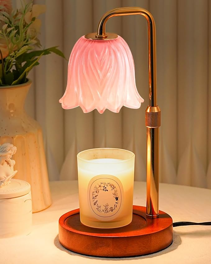 Flower Candle Warmer Lamp with Timer Dimmable, Candle Warming Light Height Adjustable, Birthday Gifts for Women, Candles Warmer Light for Jar Candles, House Warming Gifts New Home Decor