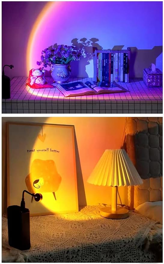 EIUY Sunset Lamp, LED Projection Night Light 360 Degree Rotation Romantic Rainbow Light USB Charging for Photography, Selfie, Party, Bedroom Decor (280mm)