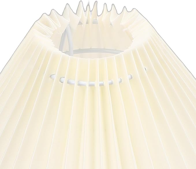 Hyuduo Pleated Table Lamp, Soft Yellow Light with Linen Lampshade and Rattan Base Bedside Lamp for Bedroom Nightstand, 10 Inch Shade 15 Inch Height Warm Glow Accent Light, Ideal for (Beige)