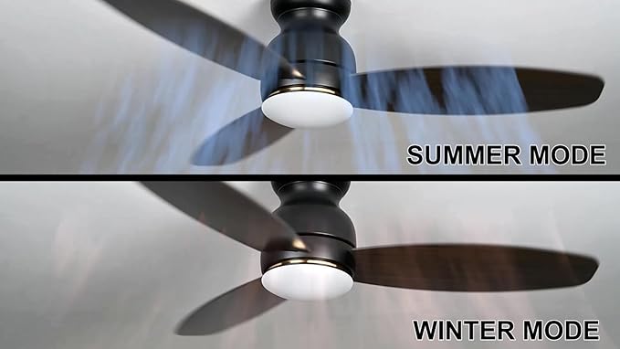 Carro Ceiling Fan with Lights, Indoor & Outdoor Ceiling Fan, 52" Low Profile DC Smart, Compatible with Alexa, Siri, Google Home & Smart APP, 2 Colors of Reversible Blades, Dark Walnut & Wood