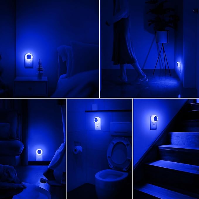 Night Light, Night Lights Plug into Wall, Dusk to Dawn Sensor, Blue Led Night Light 0.5W, 2 Pack Nightlight for Adults, Bedroom, Bathroom, Hallway, Kitchen