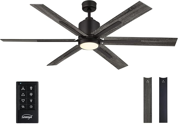 60 Inch Ceiling Fan with Light and Remote, Large Farmhouse Industrial Ceiling Fan for Living Room, Dining Room, Reversible DC Motor, 6 Speed, Black Bronze