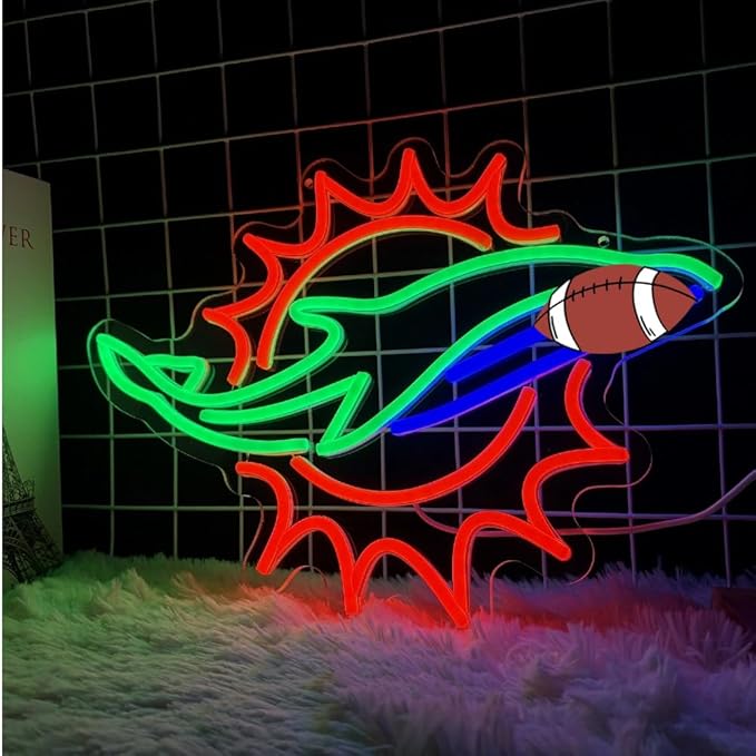 Football Neon Signs for Wall Decor, Football Team Dimmable Neon Sign Light, Led Neon Light for Man Cave Decorand Sport Fans, Birthday Gifts Bedroom Party Club Bar Dorm