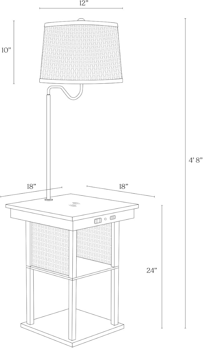 Brightech Madison w. Table & Lamp Combo, Desk Lamp with Wireless Charging Pad and USB Port, Bedside Reading Lamp, Nightstand Lamp with LED Bulb for Bedroom, Living Room, Office - Classic Black