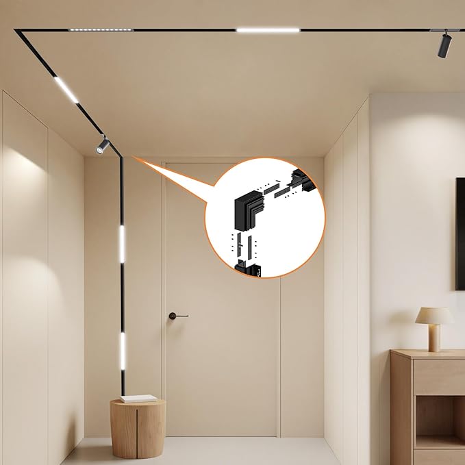 90-Degree Corner Connector for 4-Wire Magnetic Track Lighting, Aluminum Alloy Vertical Shape Joint, Recessed Rail for LED Track Light, ONLY Compatible Rails