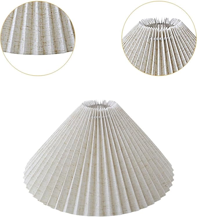 Pleated Table Lamp Shade Replacement Home Decor Lighting Fixtures Light Cover Floor Lamp Shade for Office, Linen