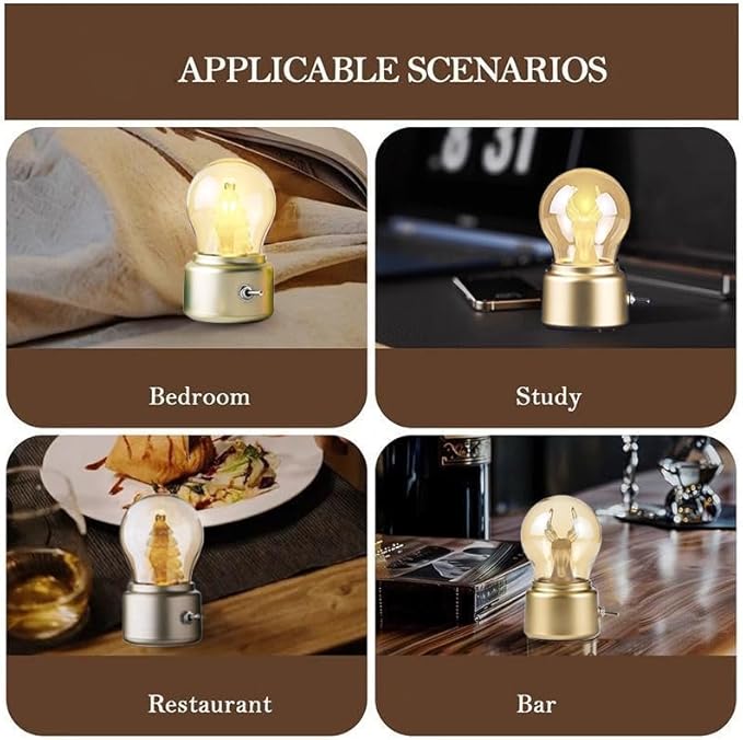 Elk-Style Bulb USB Night Light, British Vintage Creative Ambiance Lamp,Rechargeable Small Lamp, Led Night Light Bulb Lamp Kids Bedside Lamp for Kids, Girls, Boys Gifts