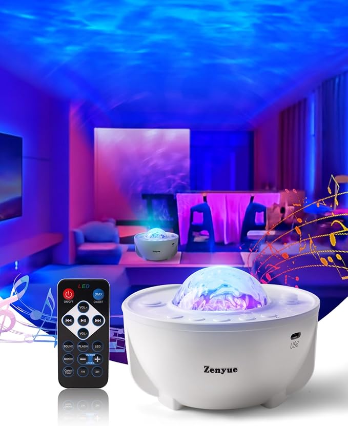 Galaxy Projector Star Projector with Bluetooth Speaker, 360° Rotating Starry Night Light for Bedroom, LED Nebula Cloud for Kids Adults, Mood Lighting for Home Theater, Party, Relaxation(ZY-01)
