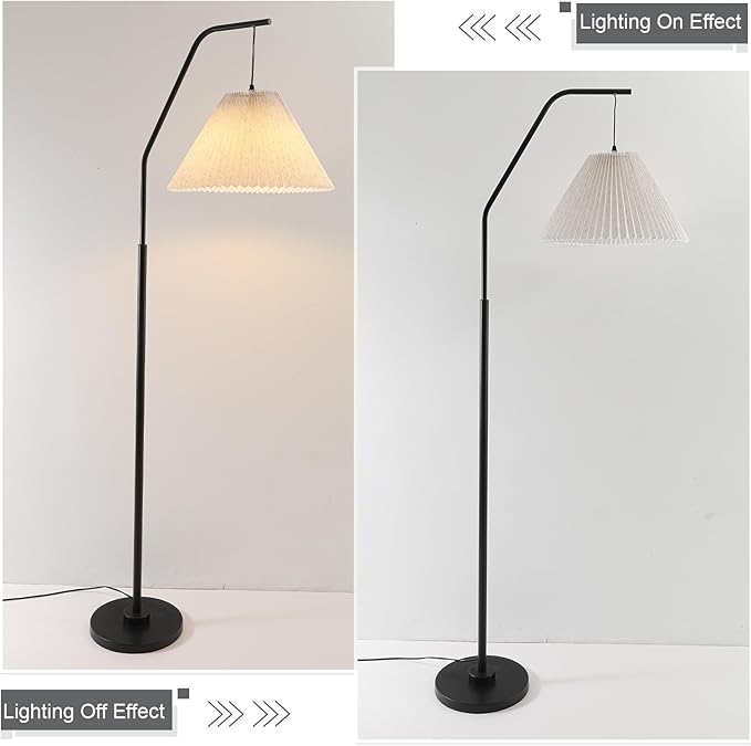 Pleated Lamp Shade for Table Lamp/Arched Floor Lamps Replacement Shade 5.9"Top X 16.5"Bottom X 11"High-Off White Linen