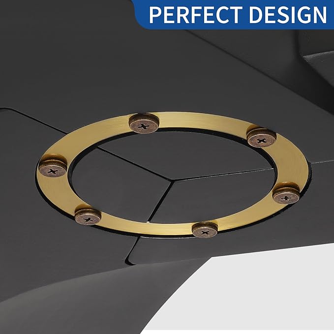 54 Inch Modern Ceiling Fan No Lights,Wood Ceiling Fan without Light,6-Speed,Reversible DC Motor,Timer,Outdoor with Remote for Bedroom Living Room Patios,Black and Gold