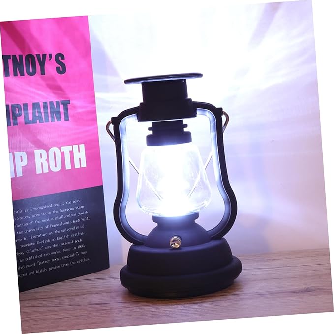 balacoo USB Rechargeable Solar Retro Horse Lantern Hand Crank Portable Camping Light Multi-Function Tent Lantern for Outdoor Use Black