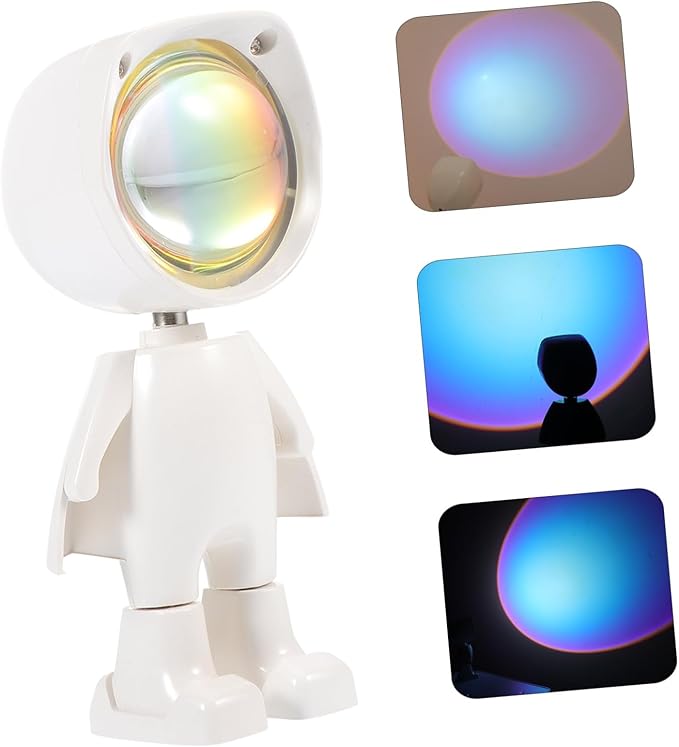 ARTIBETTER Mini Robot Sunset Projection Lamp Atmosphere Light with Larger Projection Angle for Home Vibe Creative Design for Parties and Decoration