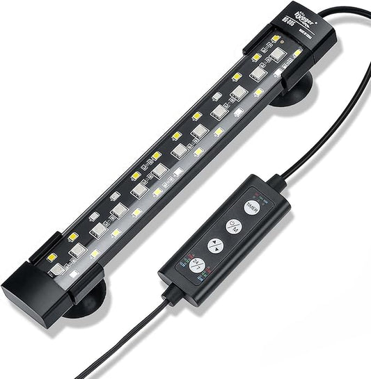 hygger 24/7 Mode Submersible Aquarium LED Light, Full Spectrum Hidden Fish Tank Light with 3 Rows Beads 7 Colors Auto On Off Sunrise-Daylight-Moonlight, Adjustable Timer Brightness 6W
