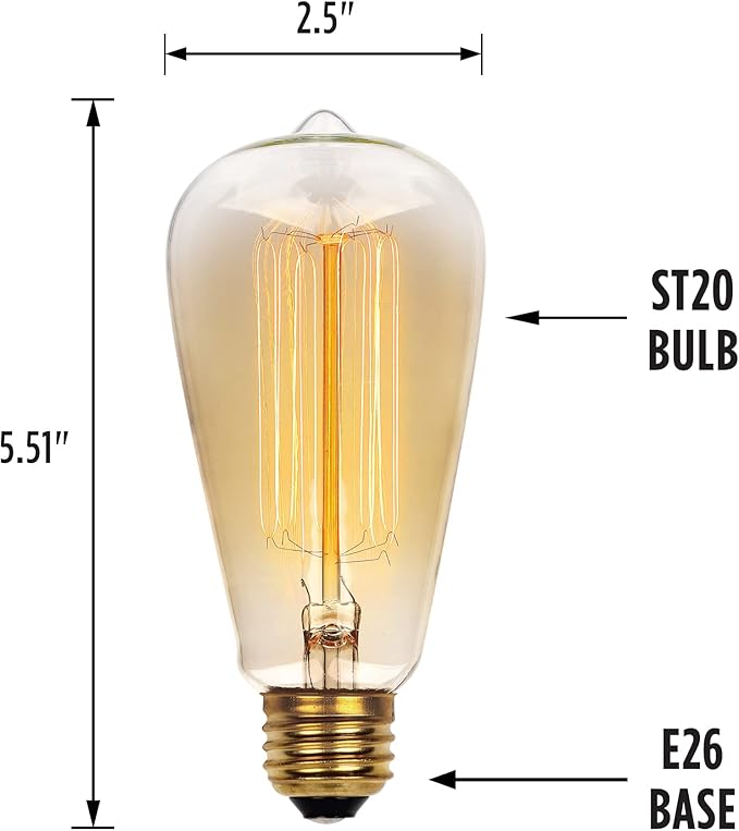 Westinghouse 0413200 60 Watt ST20 Amber Timeless Vintage Inspired Bulb with Medium Base