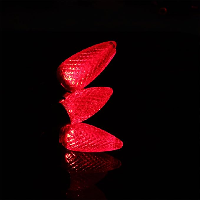 5PCS C9 LED Christmas Light Bulbs - C9 led Bulbs with E17 Base Sockets Replacement Bulbs for Outdoor String Lights - Commercial Grade Red
